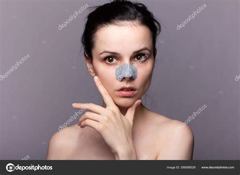 Naked Woman Nose Strip Face Isolated Grey Stock Photo By Shilovskaya