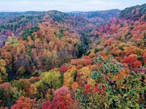 It is nicknamed the valley town because of its topographical location at the bottom of the niagara escarpment on the western edge of lake ontario. View from Dundas Peak 21-Oct-2019 : ontario