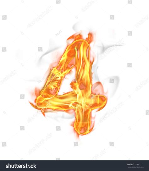 Fire Number 4 Isolated On White Background Stock Photo 119071117