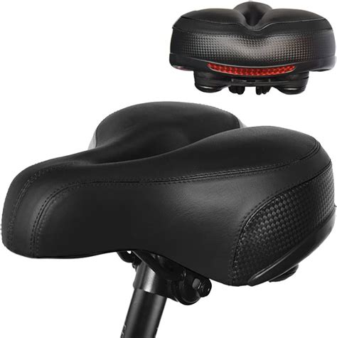 Tosoar Comfortable Wide Bike Seat With Led Taillight Memory Foam Padded
