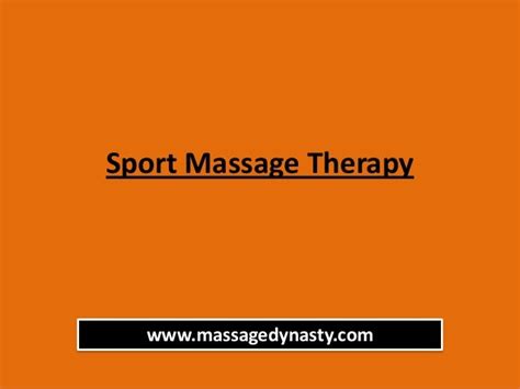Sport Massage Therapy Ppt