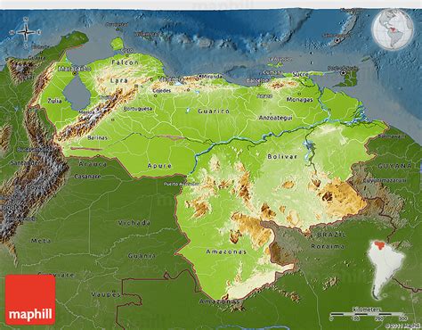 Physical 3d Map Of Venezuela Darken