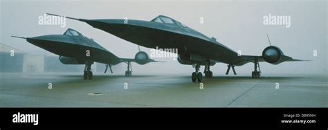 Two Lockheed Martin Sr Blackbirds In Morning Fog Stock Photo Alamy