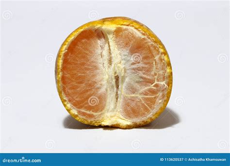 A Half Of Peeled Orange Isolated On White Background Stock Image