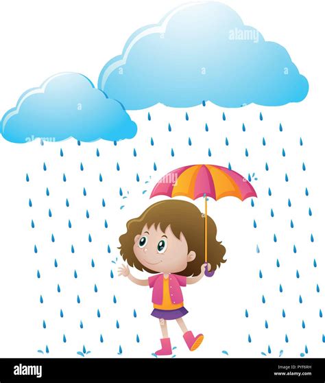 Child Umbrella Raining Stock Vector Images Alamy