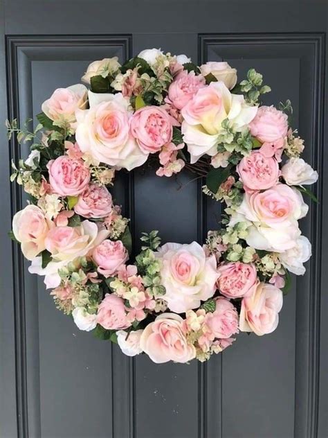Diy Spring Wreath Pink Wreath Spring Door Wreaths Flower Wreath