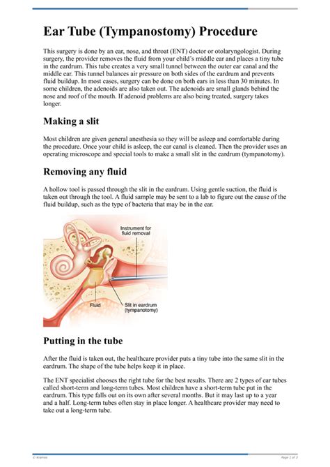 Text Tympanostomy Ear Tube Procedure Healthclips Online