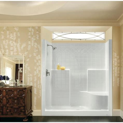 Aquatic Everyday 60 In X 36 In X 76 In 1 Piece Shower Stall With Right Seat And Center Dr