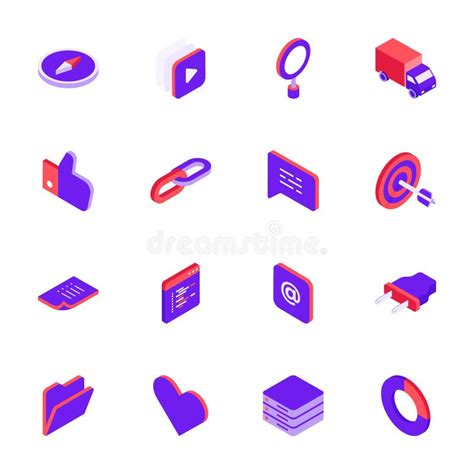 Isometric Social Media Icons Set Vector Illustration Stock Vector