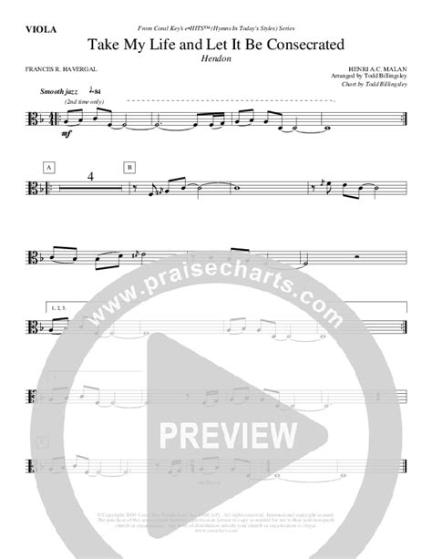 Take My Life And Let It Be Consecrated Viola Sheet Music Pdf Todd Billingsley Praisecharts