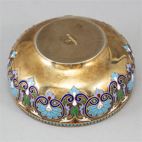 A Russian Silver Gilt And Cloisonné Enamel Bowl Mark Of Chlebnikov