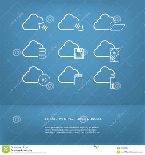 Iaas is another popular type of public cloud computing service that provides scalable databases, virtual private networks, data analytics tools, application monitoring, developer tools, and. Cloud Computing Storage Icons Set Stock Vector ...