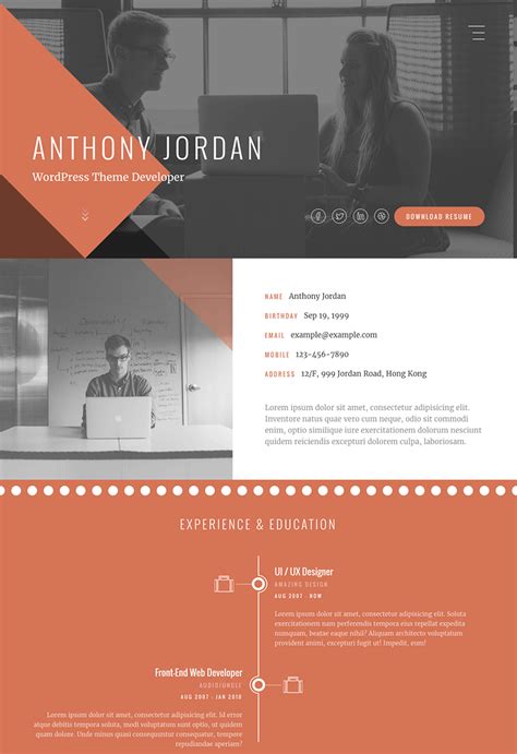The extension of our main sections. 18+ Best HTML Resume Templates for Awesome Personal ...