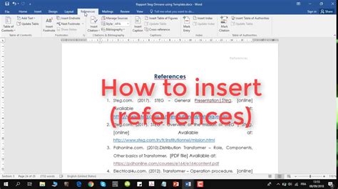 Insert References In Word Youtube