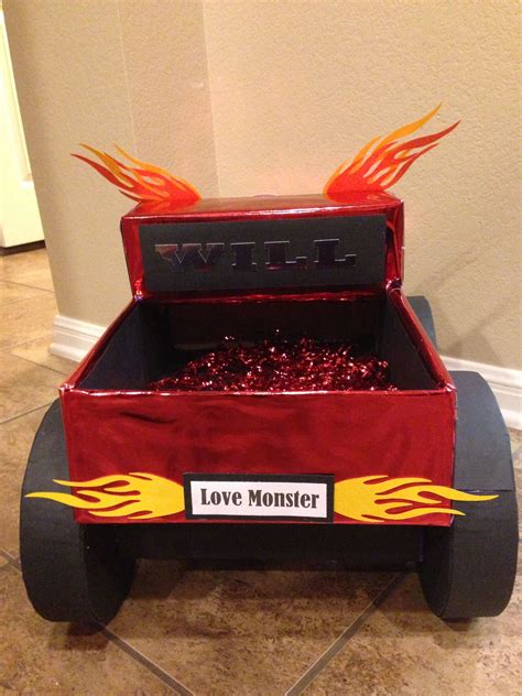 Back View Of Love Monster Monster Truck Valentines Box Kids