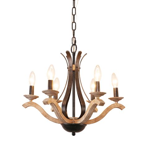 Cusp Barn French Country 6 Light Black Metal Finish Chandelier With