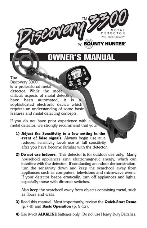 Bounty Hunter Legacy 3300 Owners Manual Manualzz