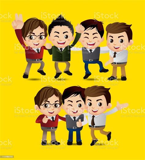 Friends Characters Set Vector Laughing Friends Office Colleagues Stock
