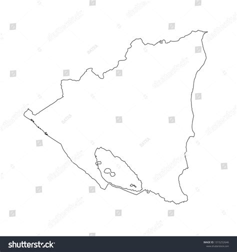 Nicaragua Solid Black Outline Border Map Stock Vector Royalty Free