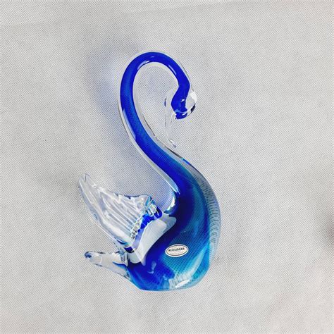 Vintage Murano Glass Swan Blue Glass Swan Made In Austria Hand Made