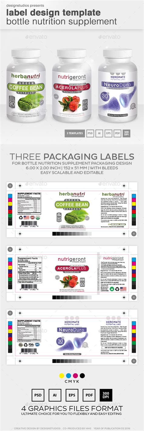 Label Design Template Bottle Nutrition Supplement By Designstudios