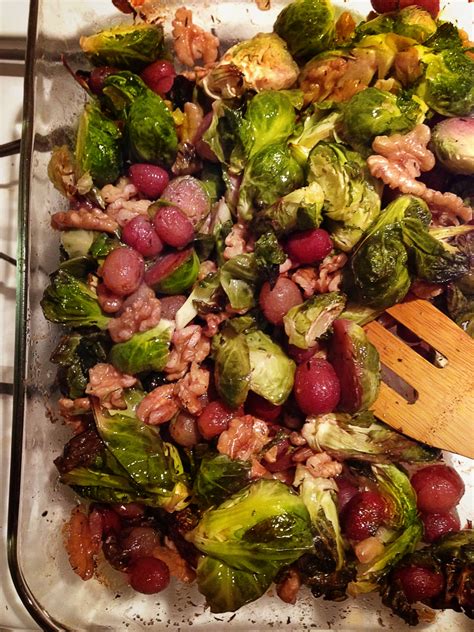 Scroll down for the printable roasted brussel sprouts recipe and video tutorial. Roasted Brussels Sprouts with Grapes and Walnuts - Nina's ...