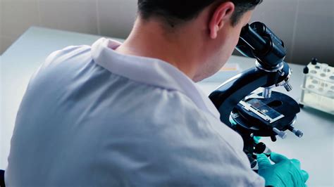 The Researcher Working With Microscope In Stock Footage Sbv