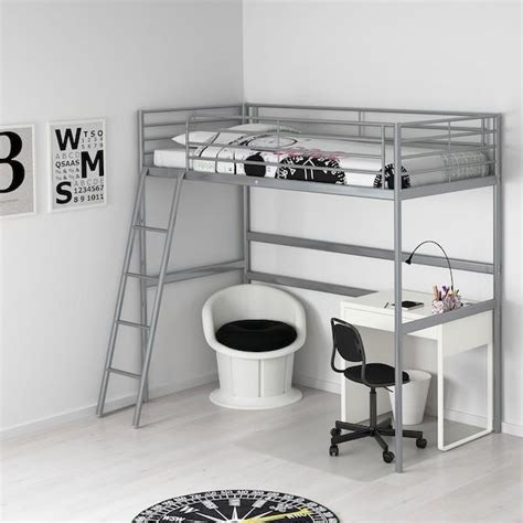 IKEA SVARTA Loft Bed Frame Bunk Bed Silver Colour Furniture Home Living Furniture Bed
