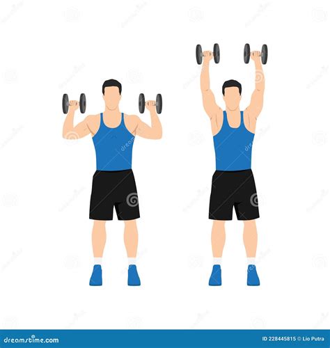 Dumbbell Shoulder Press Workout Exercise Vector Illustration Silhouette