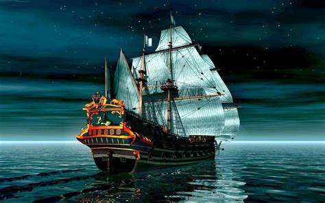 Pirate Ship Wallpaper And Background Image 1366x768 Id489263