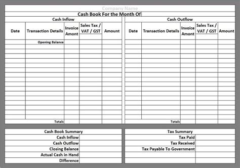 Ready To Use Cash Book Template In Excel Msofficegeek