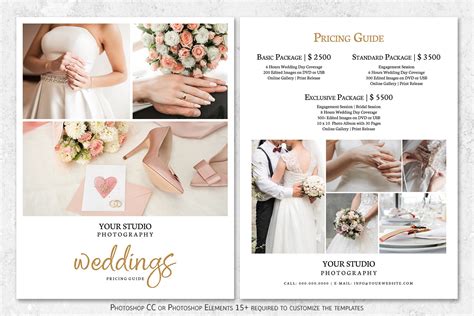 Wedding Collection Package Wedding Pricing Guide Sheet Template Wedding