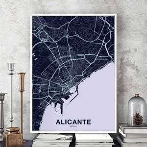 ALICANTE Spain Map Poster Color Hometown City Print Modern Home Decor