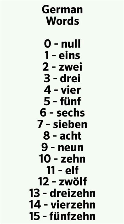 Numbers Learn German German Language German Words