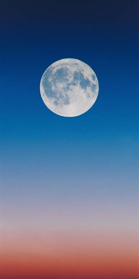 Minimal Moon Sunset Nature Blue Sky 1080x2160 Wallpaper Full