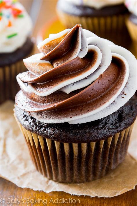 Homemade Chocolate Cupcakes With Chocolate Vanilla Swirl Frosting Recipe By