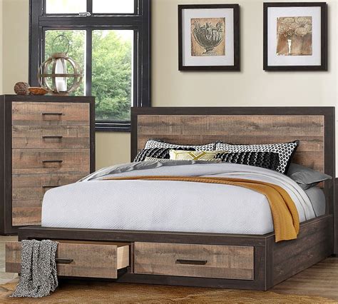 Miter Mahogany And Ebony Queen Platform Storage Bed By Homelegance