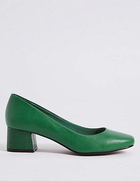 Wide Fit Block Heel Court Shoes Mands Collection Mands Heels Green
