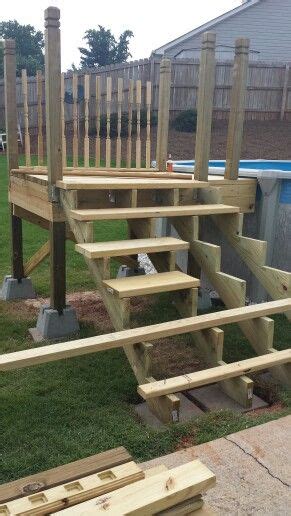 How much does it cost to build a deck diy? Stages of pool deck | Backyard pool, Above ground pool ...