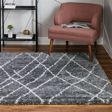 Rugscom Soft Touch Shag Collection Square Rug 8 Ft Square Dark Grey