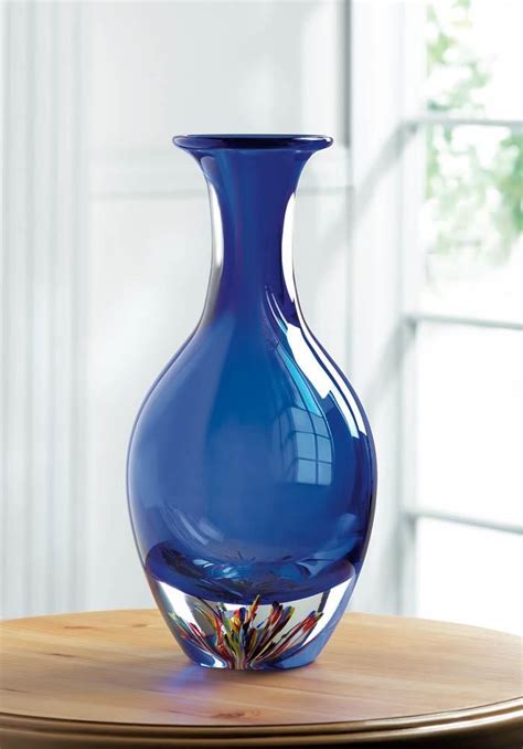 Blue Art Glass Bottleneck Vase Wholesale At Koehler Home Decor Blue Glass Vase Glass Art