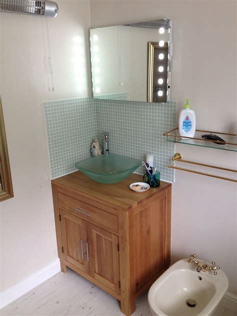 Love This Oak Cabinet With Frosted Glass Basin All From