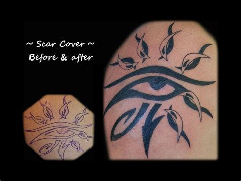 Tribal Eye Scar Cover Arm Tattoo By Nina Gaudin Of 12th Avenue Tattoo