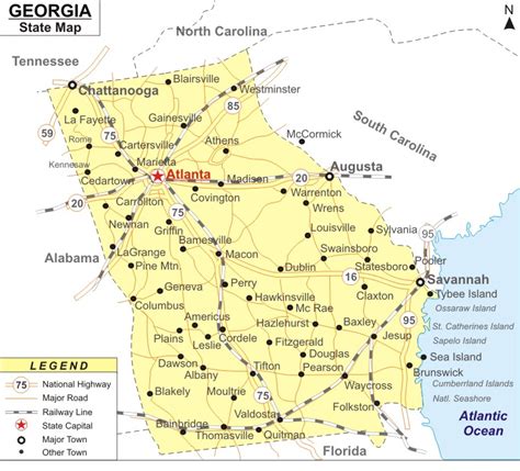 Georgia Map Map Of Georgia State Ga Map And Facts