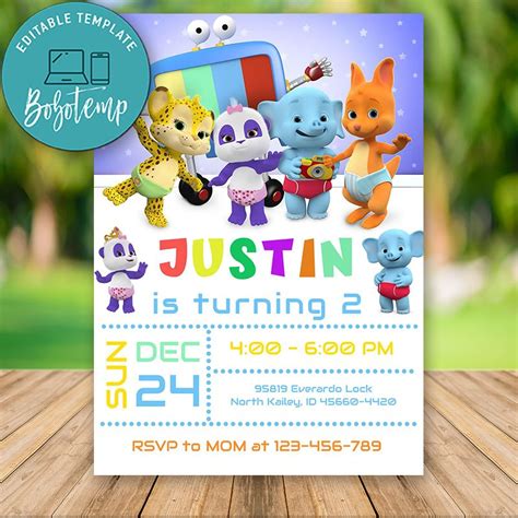 Editable Word Party Birthday Invitation Instant Download Bobotemp