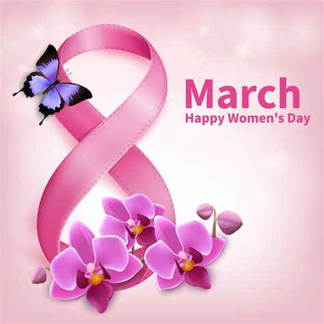 March 8th Happy Women Day Greeting Card Vector Free Download