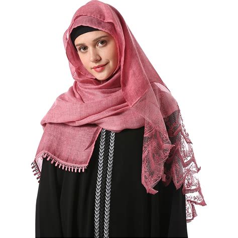 Babalet Womens Modest Muslim Islamic Soft Breathable Lace Hem Long