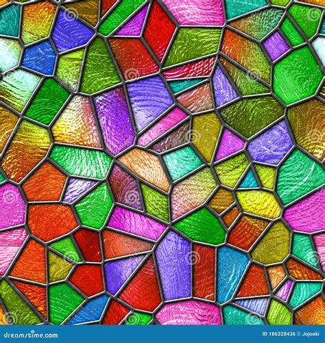 Stained Glass Seamless Texture With Pattern For Window Colored Glass 3d Illustration Stock