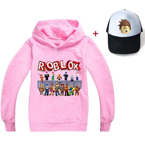 Boys Girls Kids Roblox Sweatshirts Hoodies Hat Pullover Cotton Casual