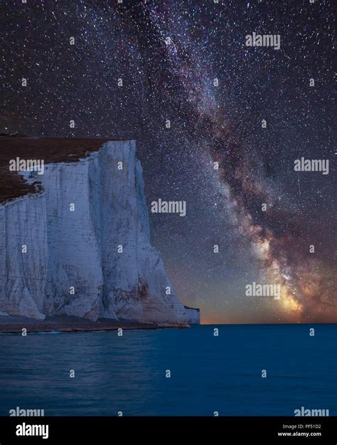 Stunning Vibrant Milky Way Composite Image Over Landscape Of Seven